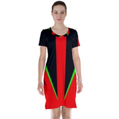 Rays Light Chevron Green Red Black Short Sleeve Nightdress by Mariart