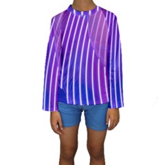 Rays Light Chevron Blue Purple Line Light Kids  Long Sleeve Swimwear by Mariart