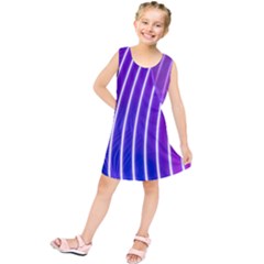 Rays Light Chevron Blue Purple Line Light Kids  Tunic Dress by Mariart