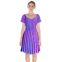 Rays Light Chevron Blue Purple Line Light Short Sleeve Bardot Dress