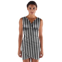 Vertical Lines Waves Wave Chevron Small Black Wrap Front Bodycon Dress