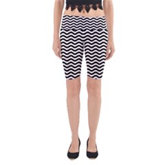 Waves Stripes Triangles Wave Chevron Black Yoga Cropped Leggings by Mariart