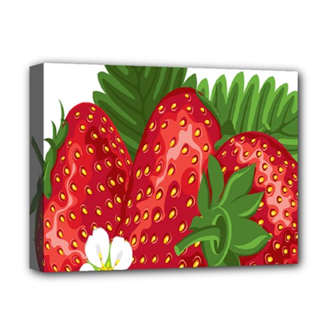 Strawberry Red Seed Leaf Green Deluxe Canvas 16  X 12   by Mariart