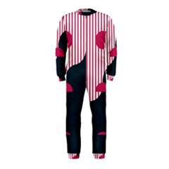 Waves Line Polka Dots Vertical Black Pink Onepiece Jumpsuit (kids) by Mariart