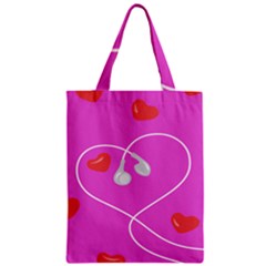 Heart Love Pink Red Zipper Classic Tote Bag
