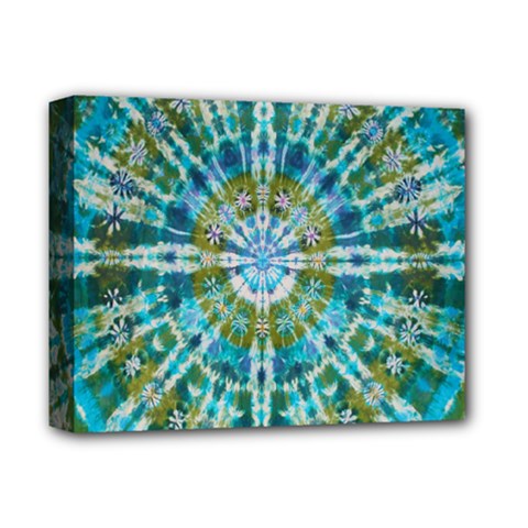 Green Flower Tie Dye Kaleidoscope Opaque Color Deluxe Canvas 14  X 11 