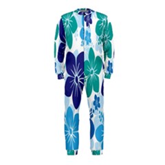 Hibiscus Flowers Green Blue White Hawaiian Onepiece Jumpsuit (kids) by Mariart