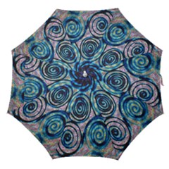 Green Blue Circle Tie Dye Kaleidoscope Opaque Color Straight Umbrellas