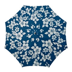 Hibiscus Flowers Seamless Blue White Hawaiian Golf Umbrellas