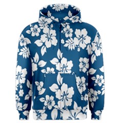 Hibiscus Flowers Seamless Blue White Hawaiian Men s Zipper Hoodie by Mariart