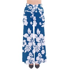 Hibiscus Flowers Seamless Blue White Hawaiian Pants by Mariart