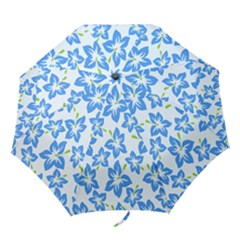 Hibiscus Flowers Seamless Blue Folding Umbrellas