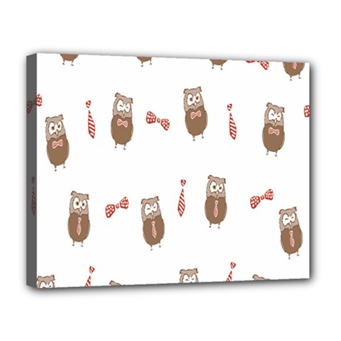Insulated Owl Tie Bow Scattered Bird Canvas 14  X 11 