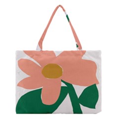 Peach Sunflower Flower Pink Green Medium Tote Bag by Mariart