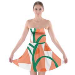 Portraits Plants Carrot Polka Dots Orange Green Strapless Bra Top Dress by Mariart