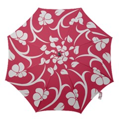 Pink Hawaiian Flower White Hook Handle Umbrellas (large) by Mariart