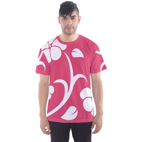 Pink Hawaiian Flower White Men s Sports Mesh Tee by Mariart
