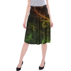 Fractal Hybrid Of Guzmania Tuti Fruitti And Ferns Midi Beach Skirt by jayaprime