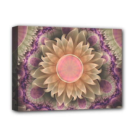 Pastel Pearl Lotus Garden Of Fractal Dahlia Flowers Deluxe Canvas 16  X 12   by jayaprime
