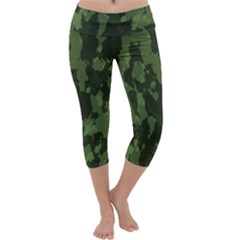Camouflage Green Army Texture Capri Yoga Leggings by BangZart