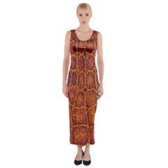 Crocodile Skin Texture Fitted Maxi Dress by BangZart