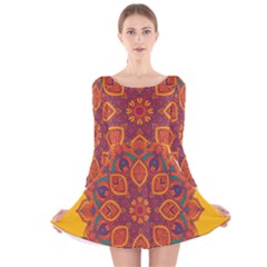 Ornate Mandala Long Sleeve Velvet Skater Dress by Valentinaart