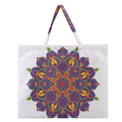 Ornate Mandala Zipper Large Tote Bag by Valentinaart