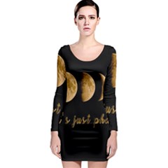 Moon Phases  Long Sleeve Bodycon Dress by Valentinaart
