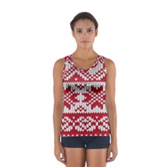 Crimson Knitting Pattern Background Vector Women s Sport Tank Top  by BangZart