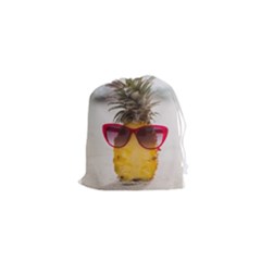 Pineapple With Sunglasses Drawstring Pouches (xs)  by LimeGreenFlamingo