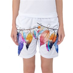 Watercolor Feathers Women s Basketball Shorts