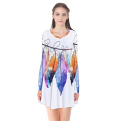 Watercolor Feathers Flare Dress