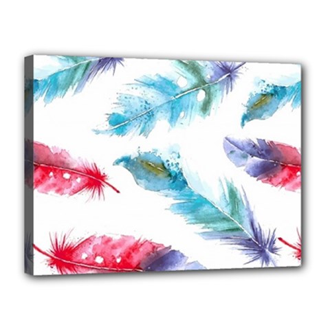 Watercolor Feather Background Canvas 16  X 12 