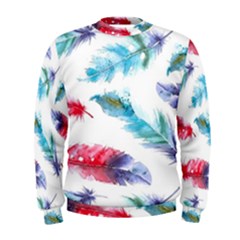Watercolor Feather Background Men s Sweatshirt by LimeGreenFlamingo
