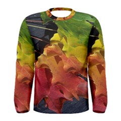 Green Yellow Red Maple Leaf Men s Long Sleeve Tee by BangZart