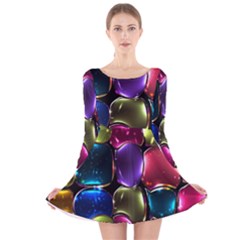 Stained Glass Long Sleeve Velvet Skater Dress by BangZart
