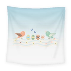 Cute Birds Square Tapestry (large) by linceazul