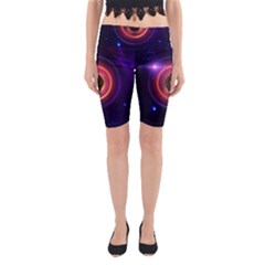 The Little Astronaut On A Tiny Fractal Planet Yoga Cropped Leggings by jayaprime
