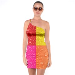 Color Abstract Drops One Soulder Bodycon Dress by BangZart
