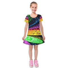 Abstract Flower Kids  Short Sleeve Velvet Dress by BangZart