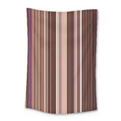 Brown Vertical Stripes Small Tapestry by BangZart