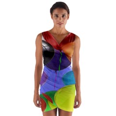 Colorful Balloons Render Wrap Front Bodycon Dress