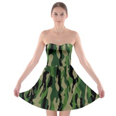 Green Military Vector Pattern Texture Strapless Bra Top Dress by BangZart