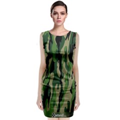 Green Military Vector Pattern Texture Classic Sleeveless Midi Dress by BangZart