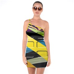 Colorful Docking Frame One Soulder Bodycon Dress by BangZart