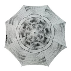 Enso, A Perfect Black And White Zen Fractal Circle Golf Umbrellas by jayaprime