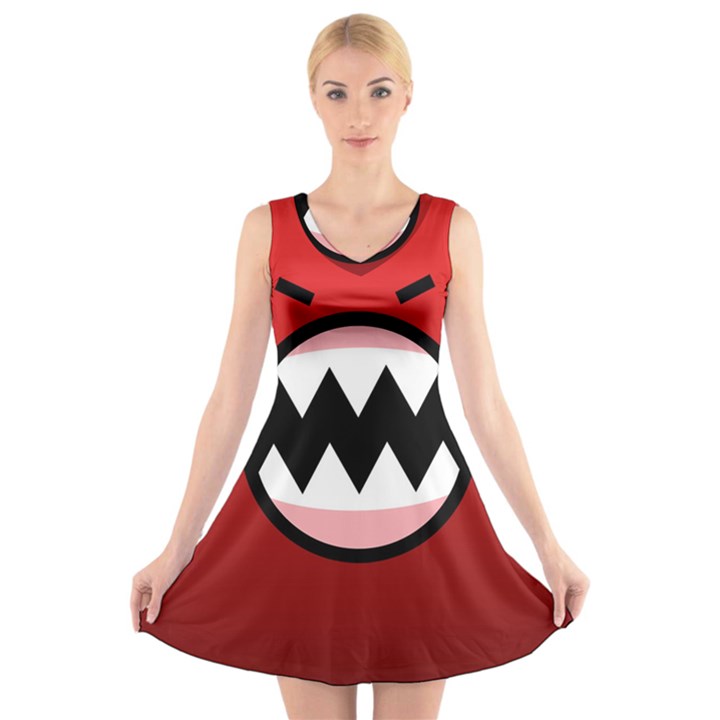 Funny Angry V-Neck Sleeveless Skater Dress