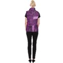 Purple Background Patchwork Flowers Women s Button Up Puffer Vest View2