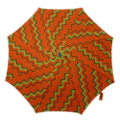 Orange Turquoise Red Zig Zag Background Hook Handle Umbrellas (large) by BangZart