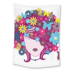 Beautiful Gothic Woman With Flowers And Butterflies Hair Clipart Medium Tapestry by BangZart